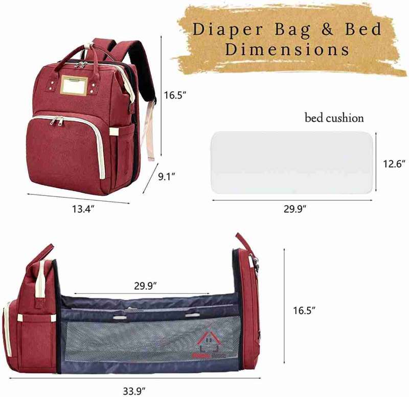 Travel Nappy Bag and Folding Bed For The Baby