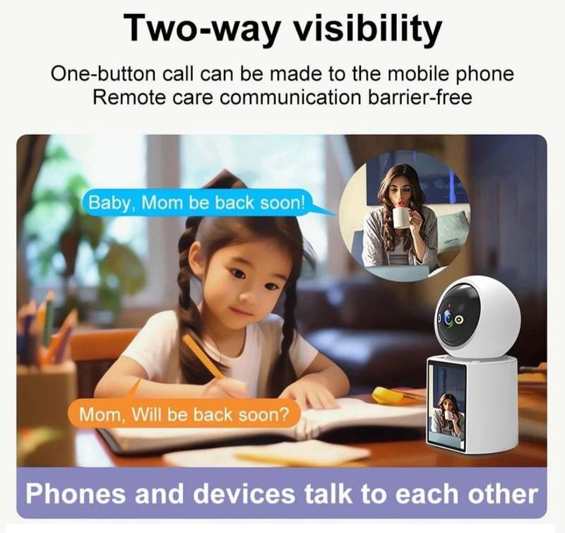 Two-Way Video & Audio Camera Night Vision With Screen