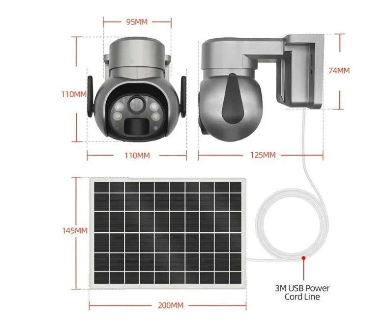Andowl 4G Sim Card Solar Security Camera 5MP 1080P Color Night Vision & 8GB SD Card