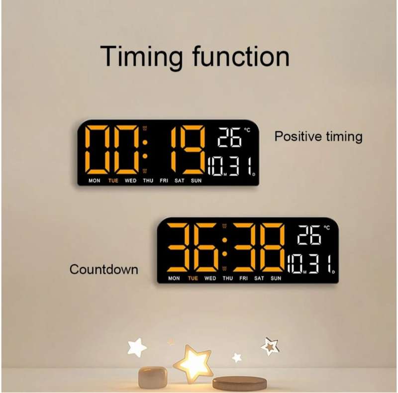 Large Digital Wall Clock, Temperature, Week, And Dates Display LED