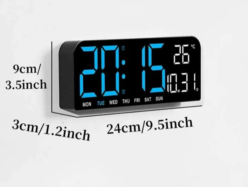 Large Digital Wall Clock, Temperature, Week, And Dates Display LED