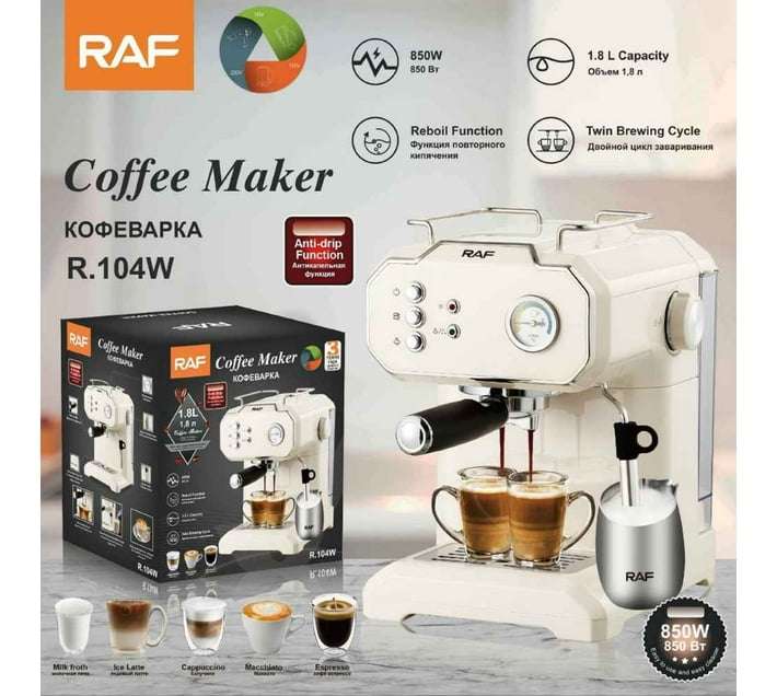 RAF Twin Brew Pro - 15Bar Espresso & Cappuccino Coffee Maker