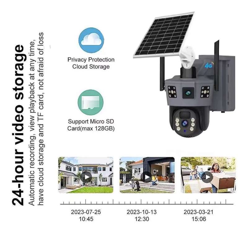 Security Outdoor Solar Night Vision 3-Eyes Camera