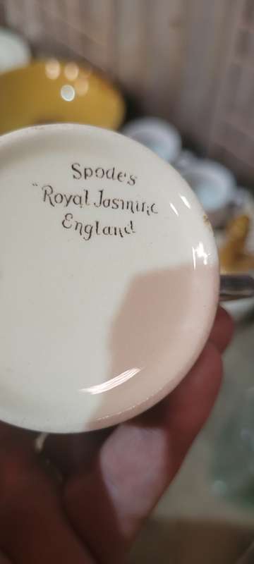 Stunning art deco Copeland Spode Royal Jasmine silver and jade coffee set