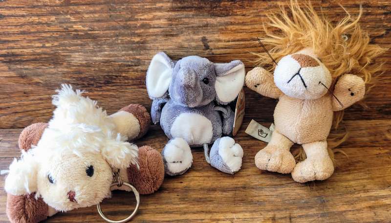 Three super cute soft toy keyrings