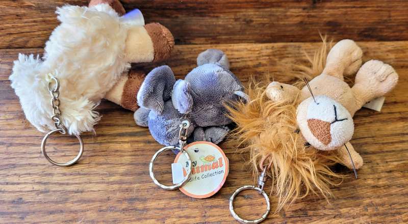 Three super cute soft toy keyrings