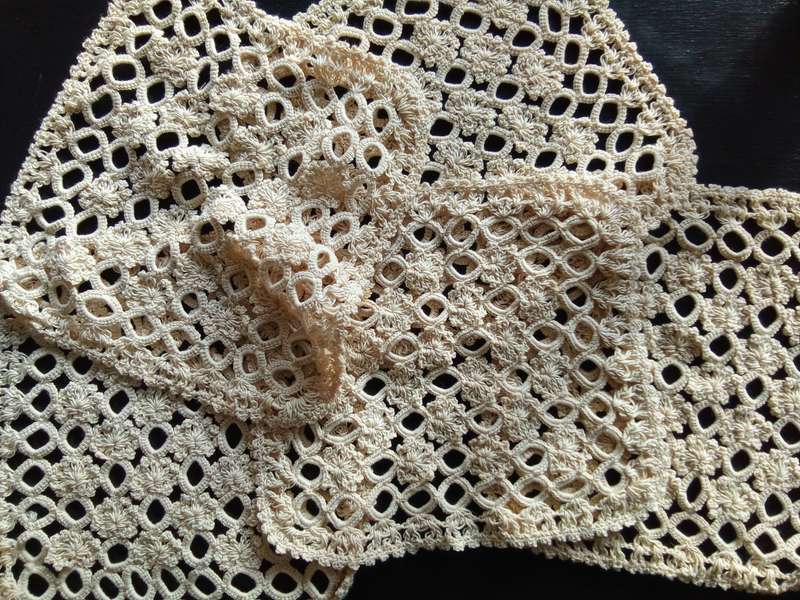 Five Exquisite crocheted squares - about 26x26cms