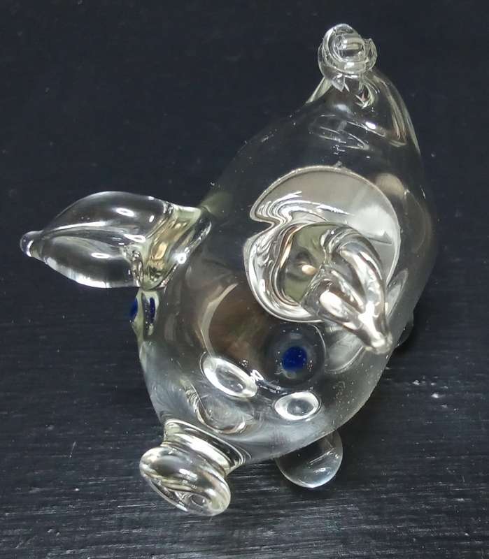 Cutest little vintage glass pig with an "old-fashioned" 10c coin inside