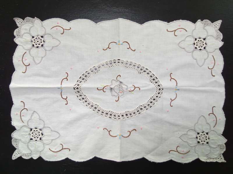 Beautiful vintage embroidered tray cloth