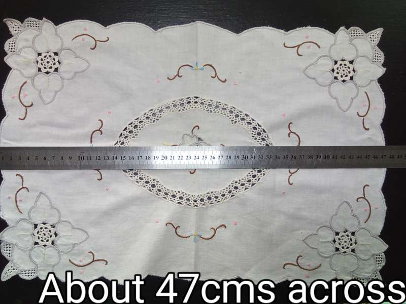 Beautiful vintage embroidered tray cloth