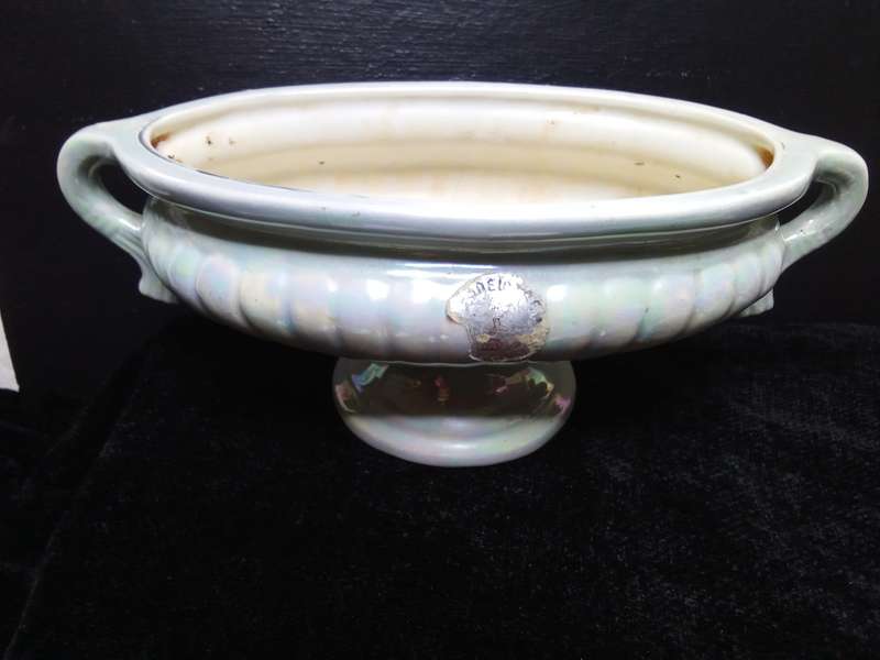 Gorgeous vintage porcelain vase with an iridescent pearl glaze
