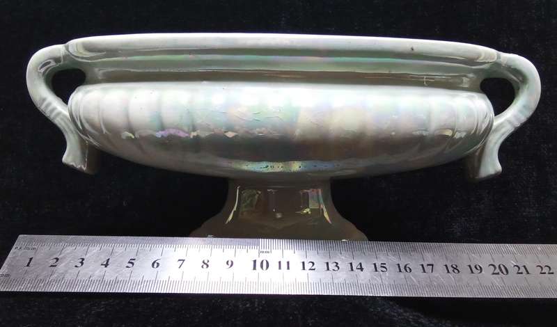 Gorgeous vintage porcelain vase with an iridescent pearl glaze