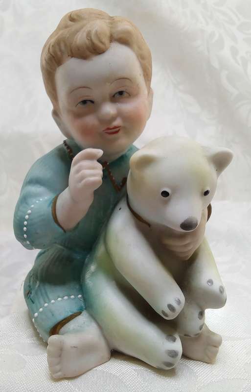 Cutest vintage piano baby boy with bear