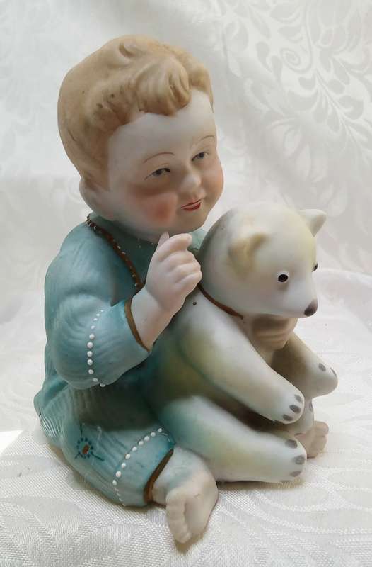 Cutest vintage piano baby boy with bear