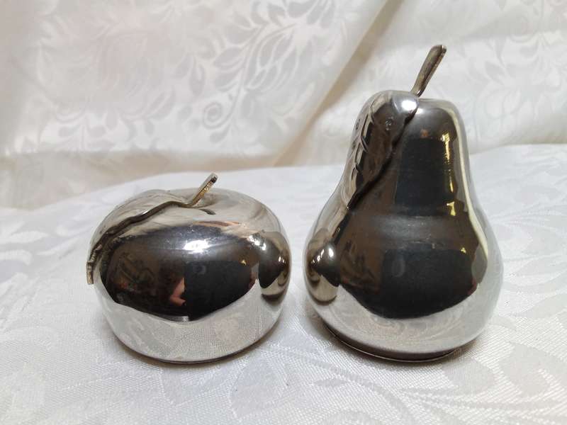 Gorgeous quirky vintage metal fruit Salt and Pepper pots