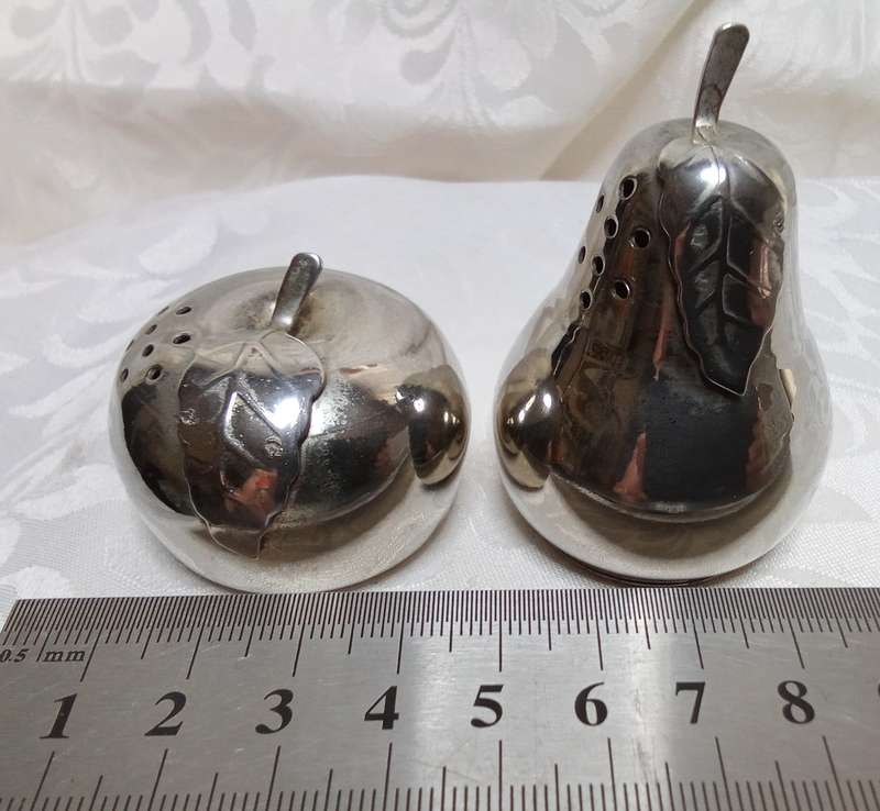 Gorgeous quirky vintage metal fruit Salt and Pepper pots