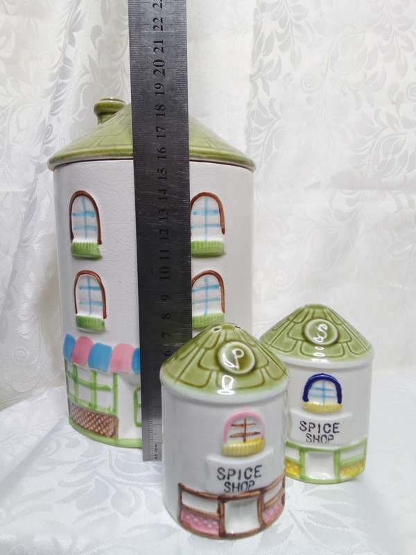 Charming vintage canister and Salt & Pepper pot set