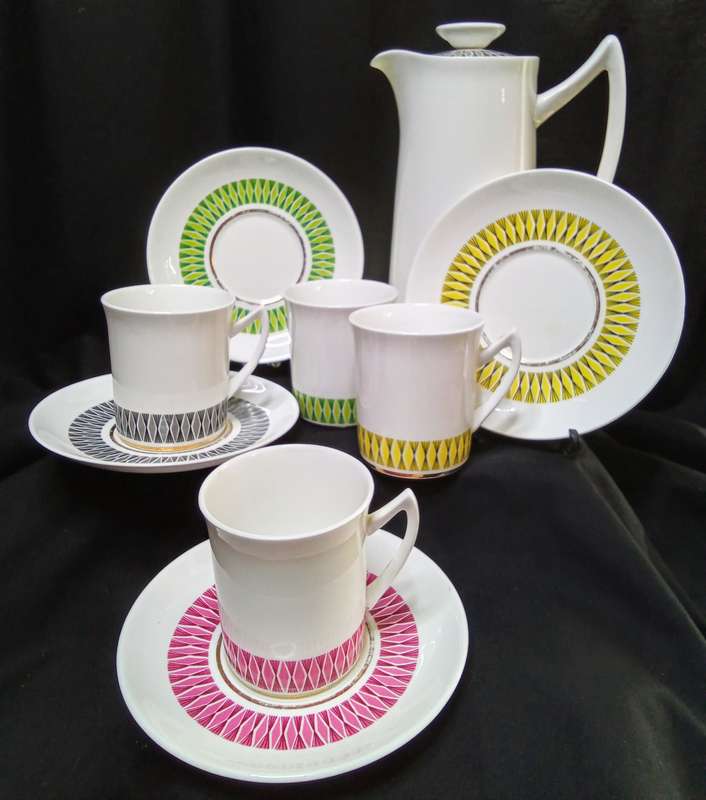 Stunning 'Calypso' Elizabethan Taylor & Kent coffee set c.1960
