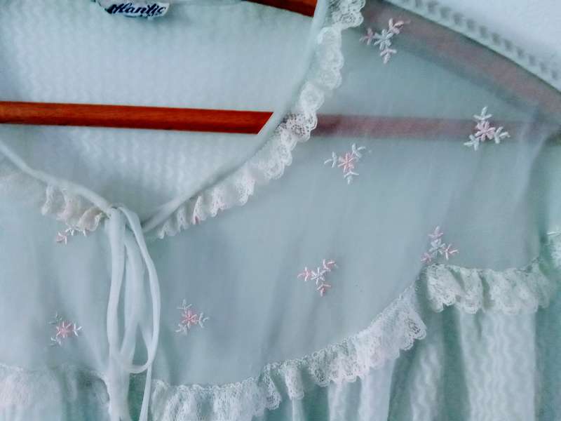 Two lovely vintage 1950`s pale blue bed jackets