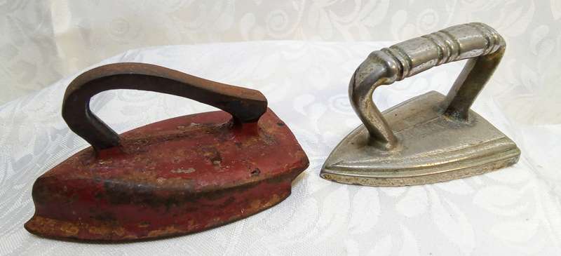 Cutest two vintage mini metal irons
