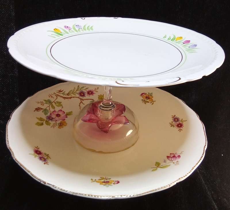 Loving this special item! Cake stand built out of vintage items.