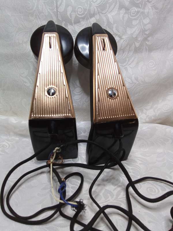 Two vintage Belphone echo sound powered handsets