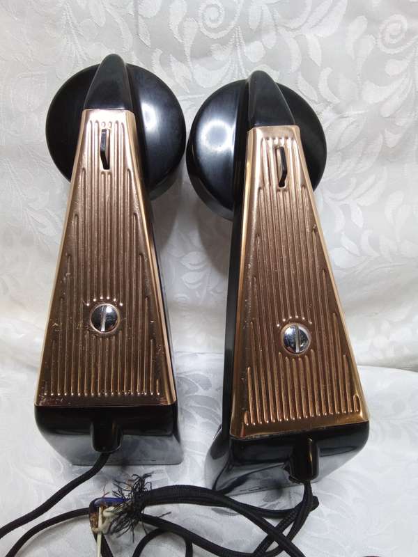 Two vintage Belphone echo sound powered handsets