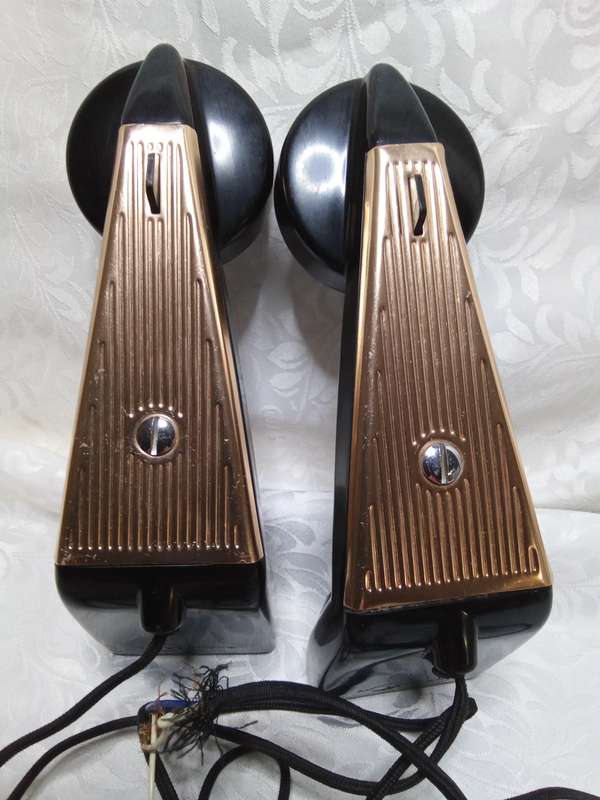Two vintage Belphone echo sound powered handsets