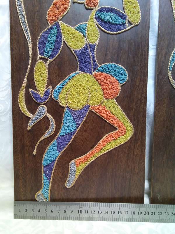 Stunning vintage pair Harlequin dancers in gravel