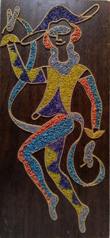 Stunning vintage pair Harlequin dancers in gravel