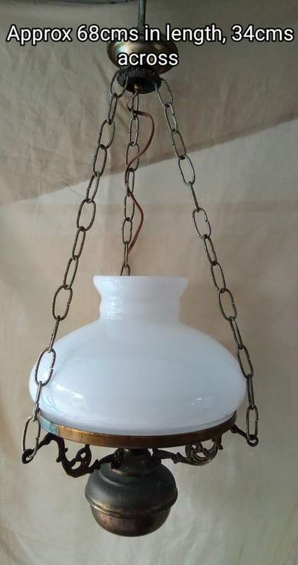 Lovely vintage ceiling light with milk glass shade