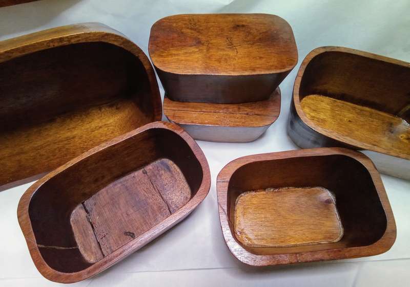 Stunning handmade rustic Hard Pear nesting bowls