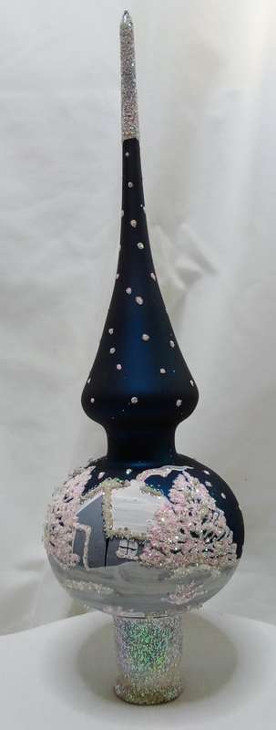 Stunning vintage mouth blown, hand painted glass Christmas tree topper from the Ukraine