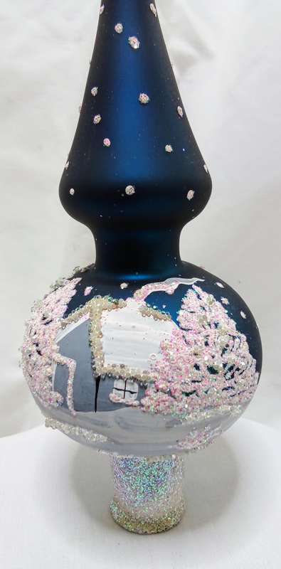 Stunning vintage mouth blown, hand painted glass Christmas tree topper from the Ukraine
