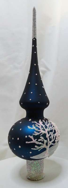 Stunning vintage mouth blown, hand painted glass Christmas tree topper from the Ukraine