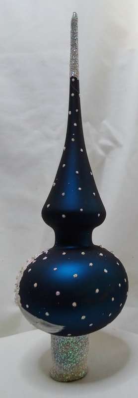 Stunning vintage mouth blown, hand painted glass Christmas tree topper from the Ukraine