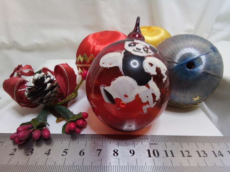 Charming vintage Christmas baubles - including one glass