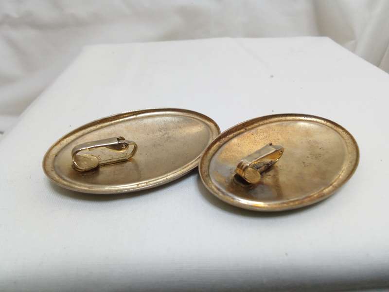 Freaky funky large vintage clip on enamel earrings