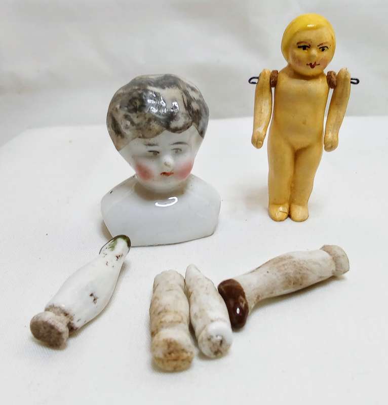 Two pretty vintage porcelain doll/pieces
