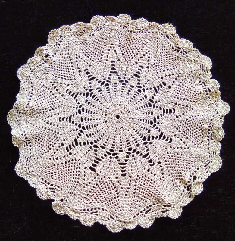 Gorgeous finely crocheted vintage beige doily