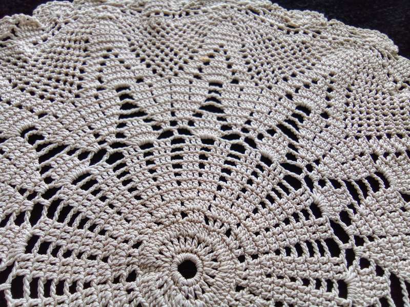 Gorgeous finely crocheted vintage beige doily