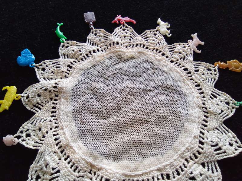 Stunning vintage doily with luckypacket charms!