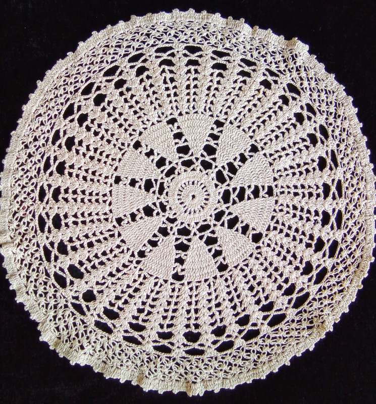 Lovely beige vintage hand crocheted doily