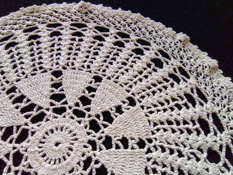 Lovely beige vintage hand crocheted doily