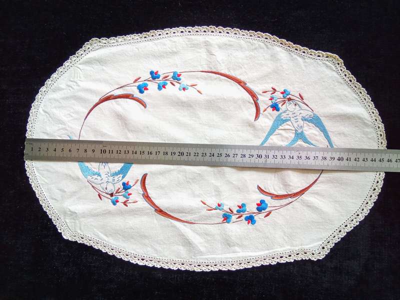Beautiful vintage hand embroidered tray cloth