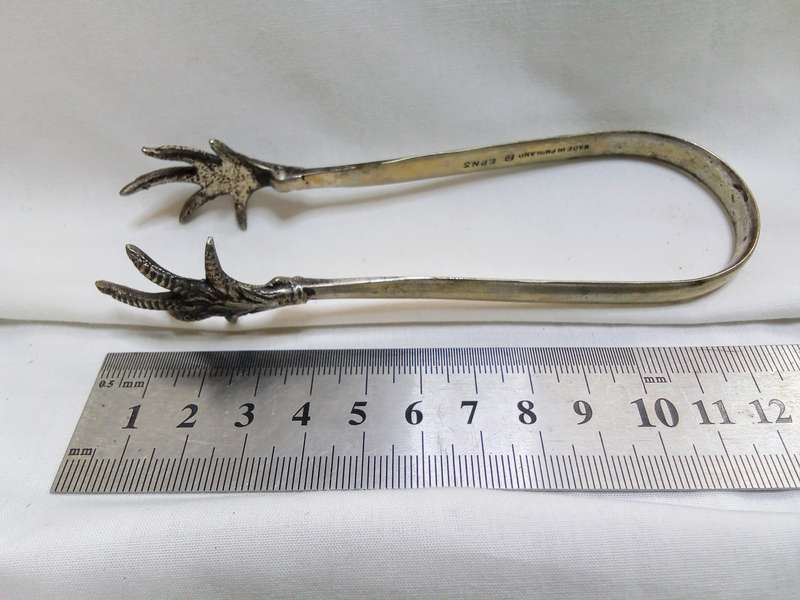 EPNS Silver plated claw tongs