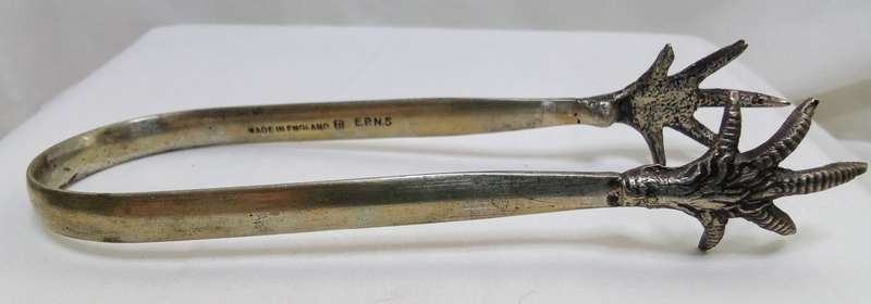 EPNS Silver plated claw tongs