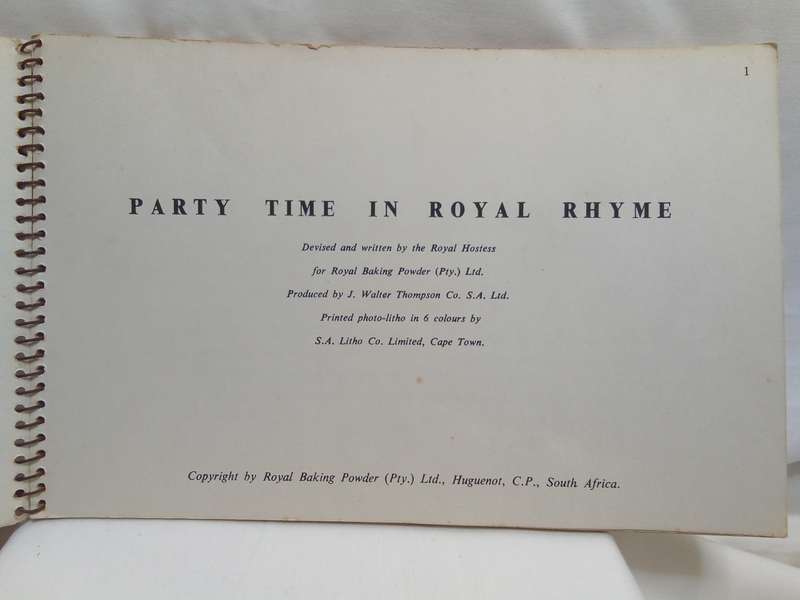 1950s Party Time in Royal Rhyme by Royal Baking Powder Printed in South Africa