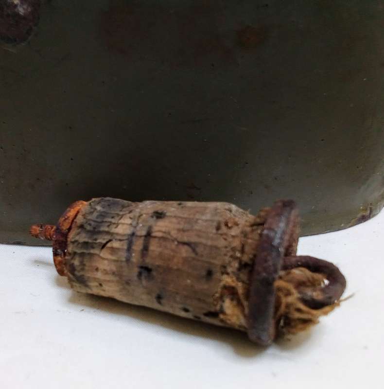 Vintage military water bottle - with metal on underside of cork