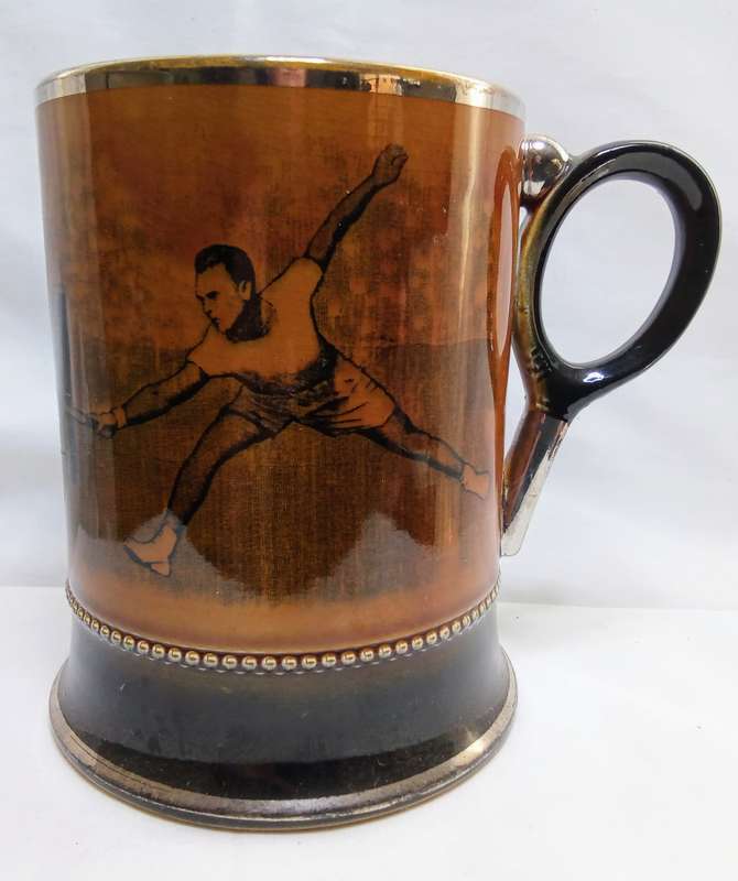 Tennis Tankard Mug Stein Silver Lustre Arthur Wood Royal Bradwell Sports Series